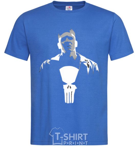 Men's T-Shirt Punisher white and gray royal-blue фото