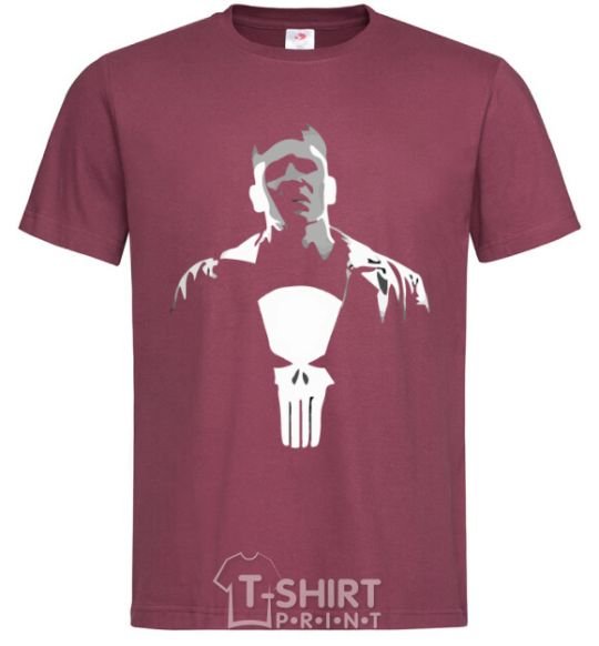 Men's T-Shirt Punisher white and gray burgundy фото