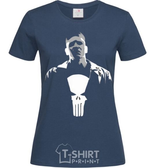 Women's T-shirt Punisher white and gray navy-blue фото