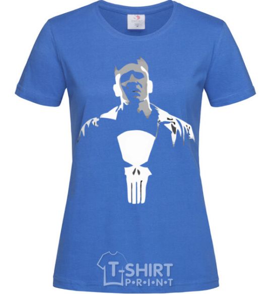 Women's T-shirt Punisher white and gray royal-blue фото