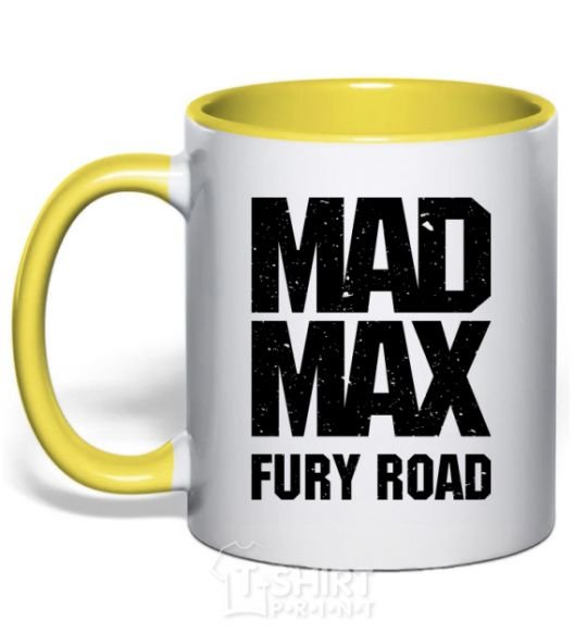 Mug with a colored handle Mad Max fury road yellow фото