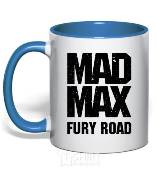 Mug with a colored handle Mad Max fury road royal-blue фото