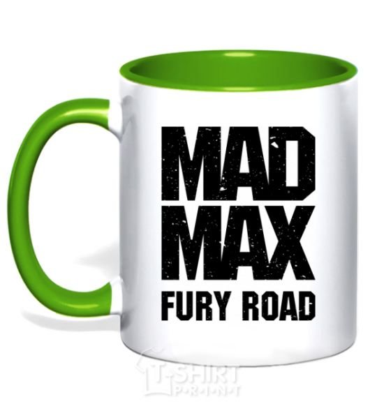 Mug with a colored handle Mad Max fury road kelly-green фото