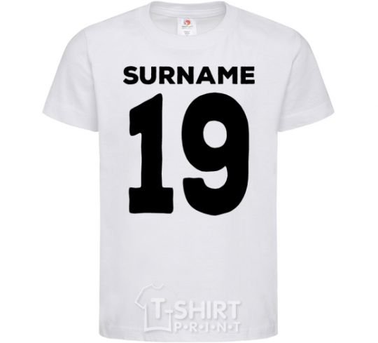 Kids T-shirt Surname 19 black White фото