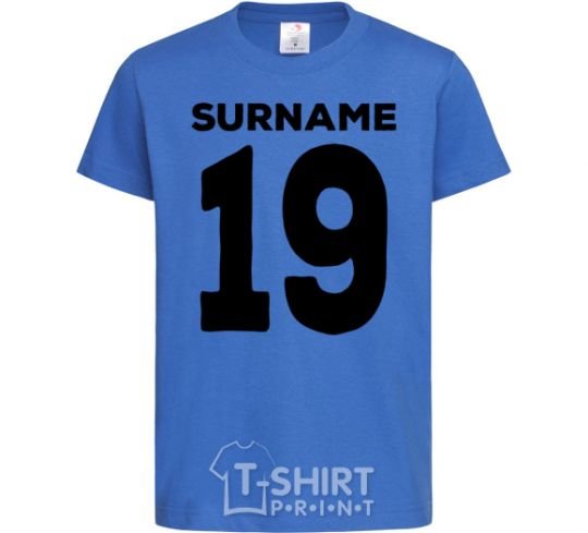 Kids T-shirt Surname 19 black royal-blue фото