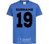 Kids T-shirt Surname 19 black royal-blue фото