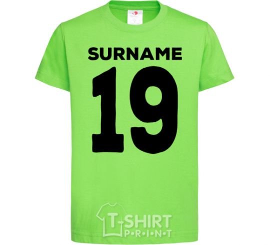 Kids T-shirt Surname 19 black orchid-green фото