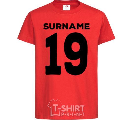 Kids T-shirt Surname 19 black red фото