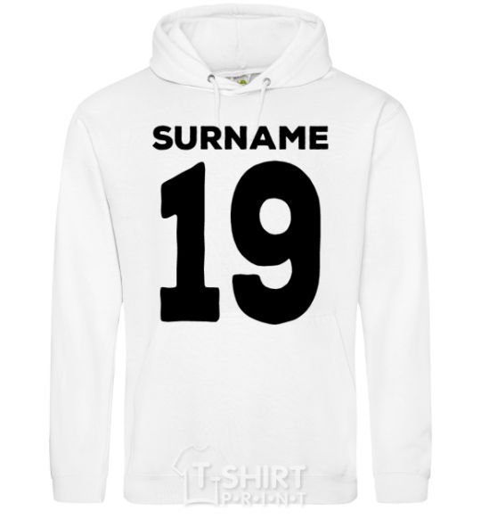 Men`s hoodie Surname 19 black White фото