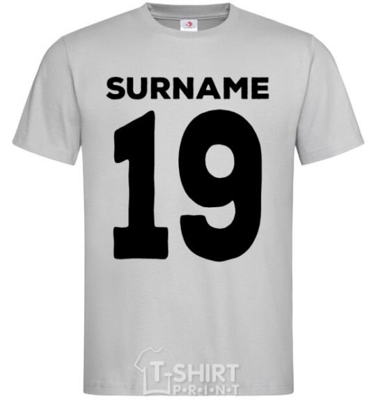 Мужская футболка Surname 19 black Серый фото
