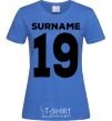 Женская футболка Surname 19 black Ярко-синий фото