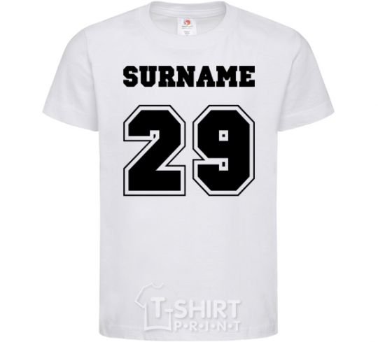 Kids T-shirt Surname 29 White фото