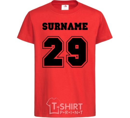 Kids T-shirt Surname 29 red фото