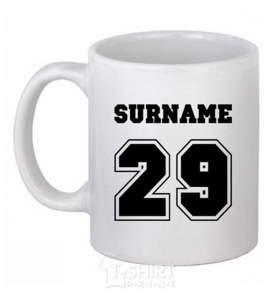 Ceramic mug Surname 29 White фото