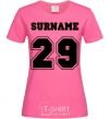 Женская футболка Surname 29 Ярко-розовый фото