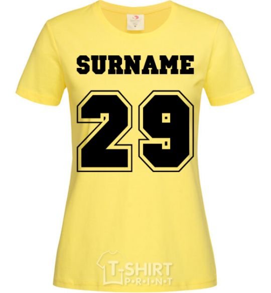 Женская футболка Surname 29 Лимонный фото