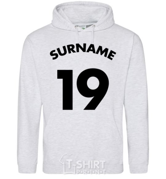 Men`s hoodie Surname 19 sport-grey фото