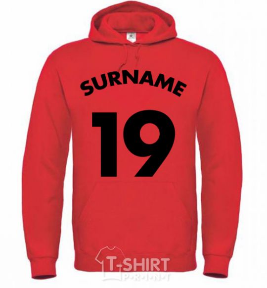 Men`s hoodie Surname 19 bright-red фото