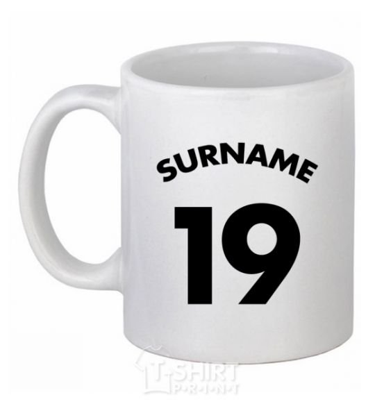 Ceramic mug Surname 19 White фото