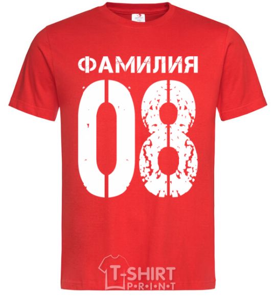 Men's T-Shirt Surname 08 aged red фото