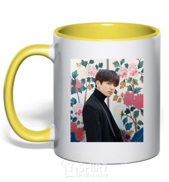 Mug with a colored handle Chonguk BTS yellow фото