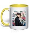 Mug with a colored handle Chonguk BTS yellow фото