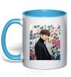 Mug with a colored handle Chonguk BTS sky-blue фото