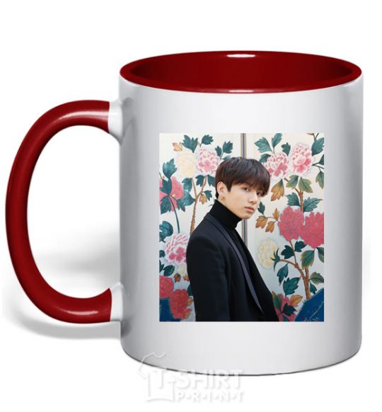 Mug with a colored handle Chonguk BTS red фото