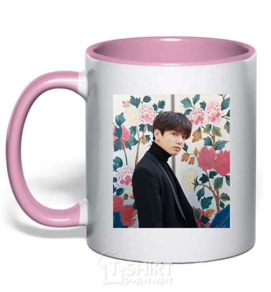 Mug with a colored handle Chonguk BTS light-pink фото