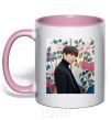 Mug with a colored handle Chonguk BTS light-pink фото