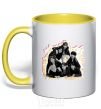 Mug with a colored handle BTS k-pop yellow фото