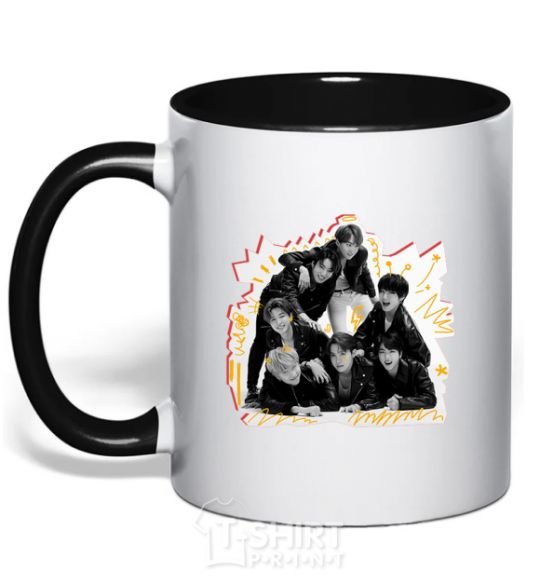 Mug with a colored handle BTS k-pop black фото