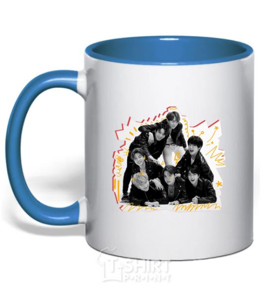 Mug with a colored handle BTS k-pop royal-blue фото