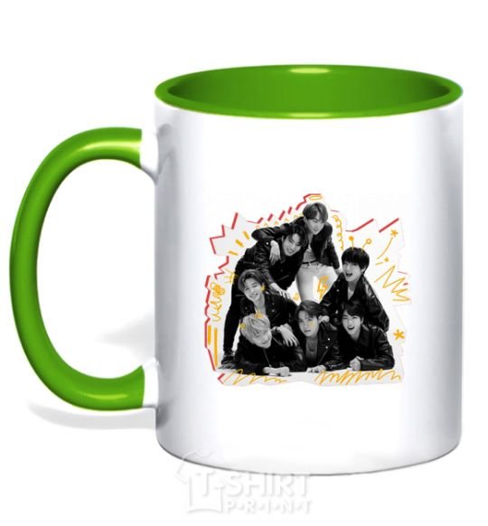 Mug with a colored handle BTS k-pop kelly-green фото