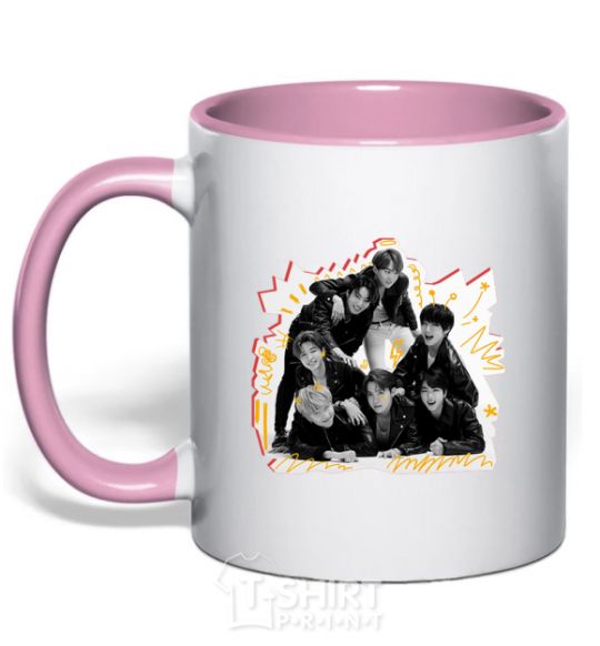 Mug with a colored handle BTS k-pop light-pink фото