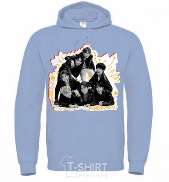 Men`s hoodie BTS k-pop sky-blue фото