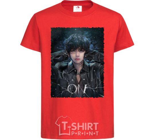 Kids T-shirt V art ON red фото