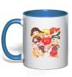 Mug with a colored handle BTS fun art royal-blue фото