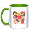 Mug with a colored handle BTS fun art kelly-green фото