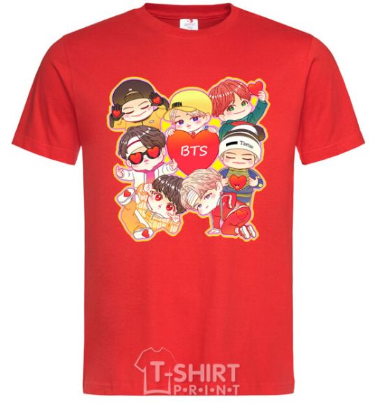 Men's T-Shirt BTS fun art red фото