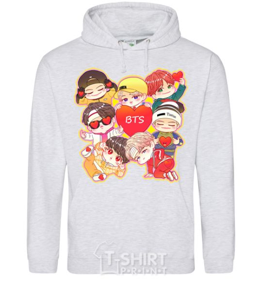 Men`s hoodie BTS fun art sport-grey фото