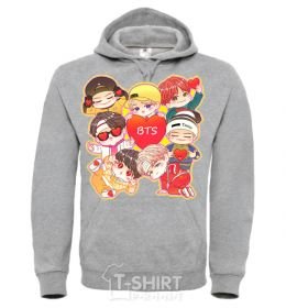 Мужская толстовка (худи) BTS fun art Серый меланж фото