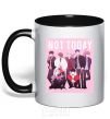 Mug with a colored handle Not today bts art black фото