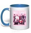 Mug with a colored handle Not today bts art royal-blue фото