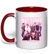 Mug with a colored handle Not today bts art red фото