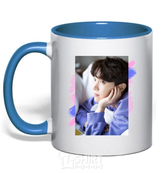 Mug with a colored handle Photoshoot bts J-Hope royal-blue фото