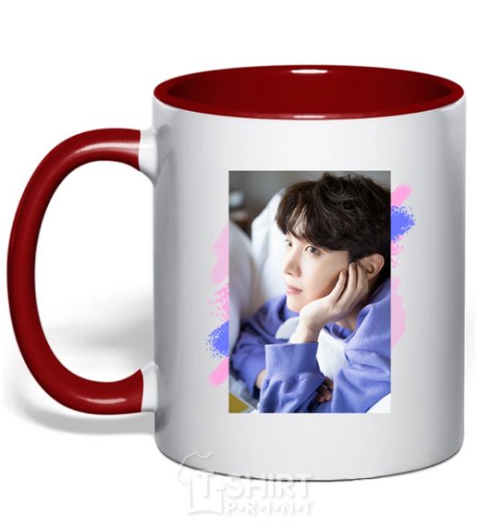 Mug with a colored handle Photoshoot bts J-Hope red фото