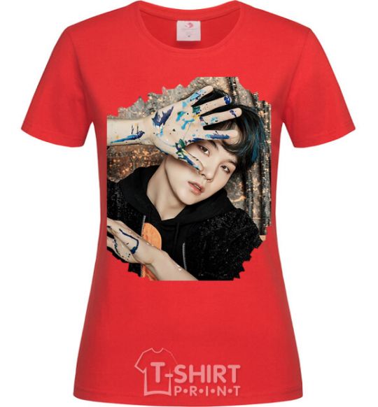 Women's T-shirt Suga BTS paint red фото