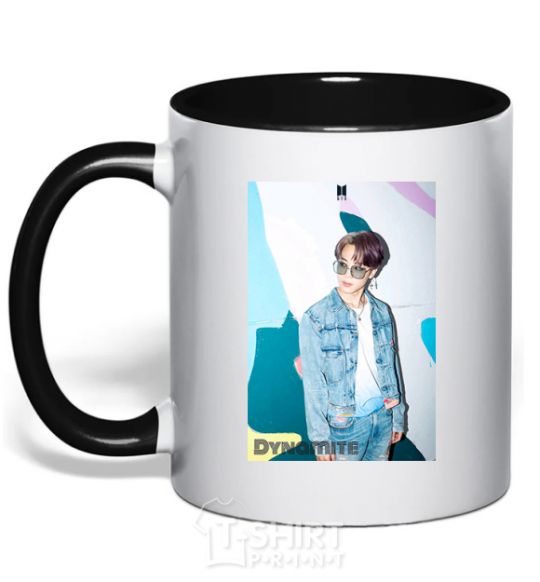 Mug with a colored handle BTS Dynamite Chimin black фото