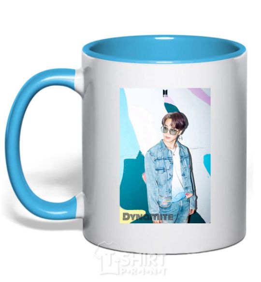 Чашка с цветной ручкой BTS Dynamite Chimin Голубой фото